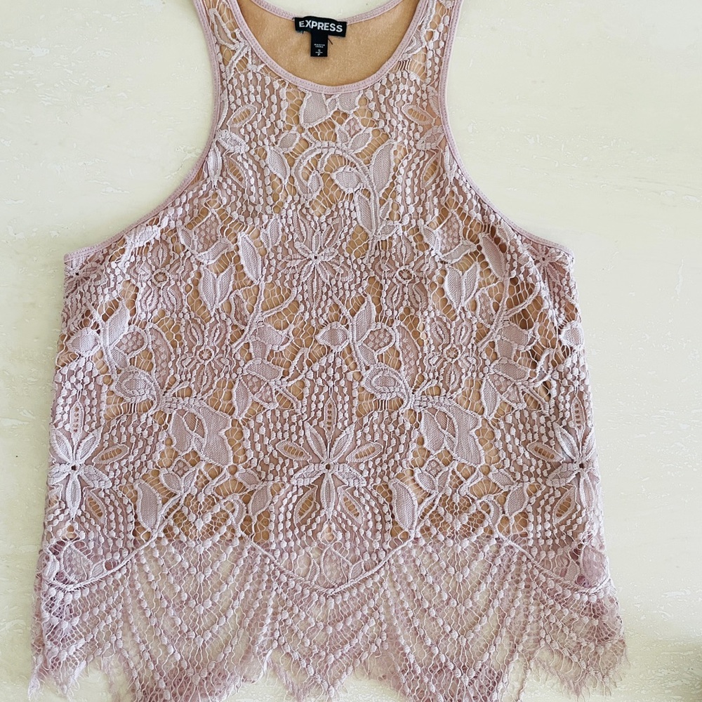 Express Women's Pink Lace Top Size S